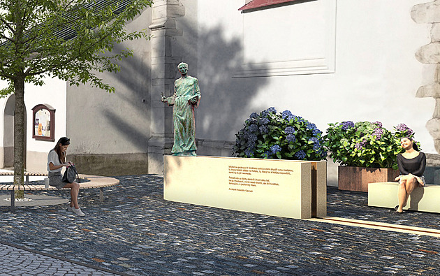 K chrámu přibude neobvyklá kašna, tvořit ji bude socha, žlábek i báseň opata