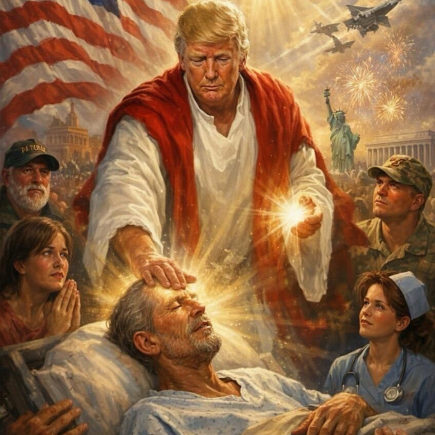 Trump už se vidí jako spasitel. Obrázek ve stylu Ježíše odsuzují i jemu věrní věřící